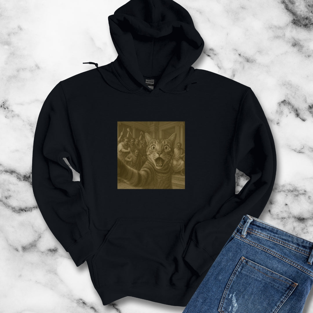 Cat Selfie with Caesar Assassination Unisex Heavy Blend™ Hooded Sweatshirt