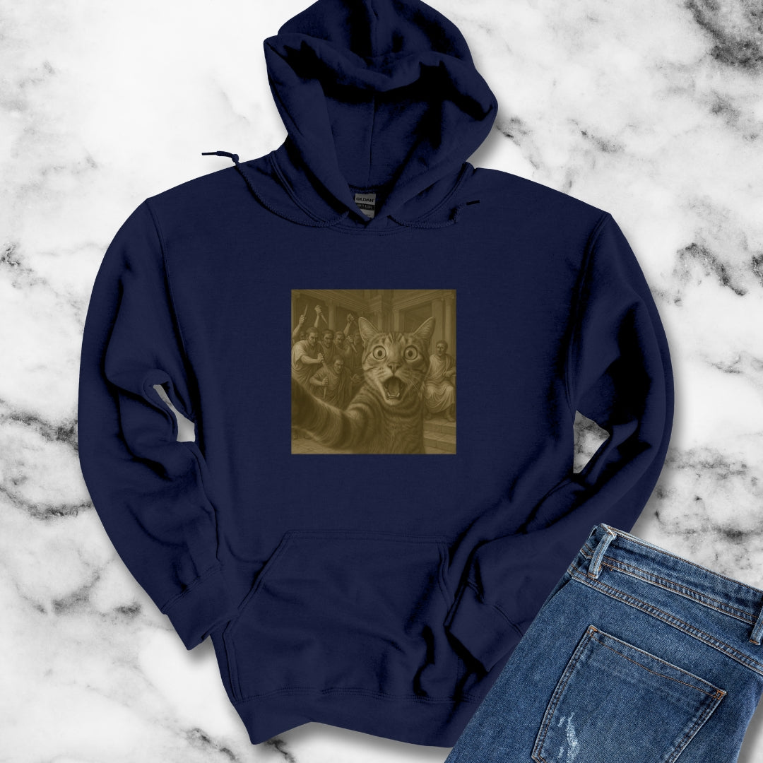 Cat Selfie with Caesar Assassination Unisex Heavy Blend™ Hooded Sweatshirt