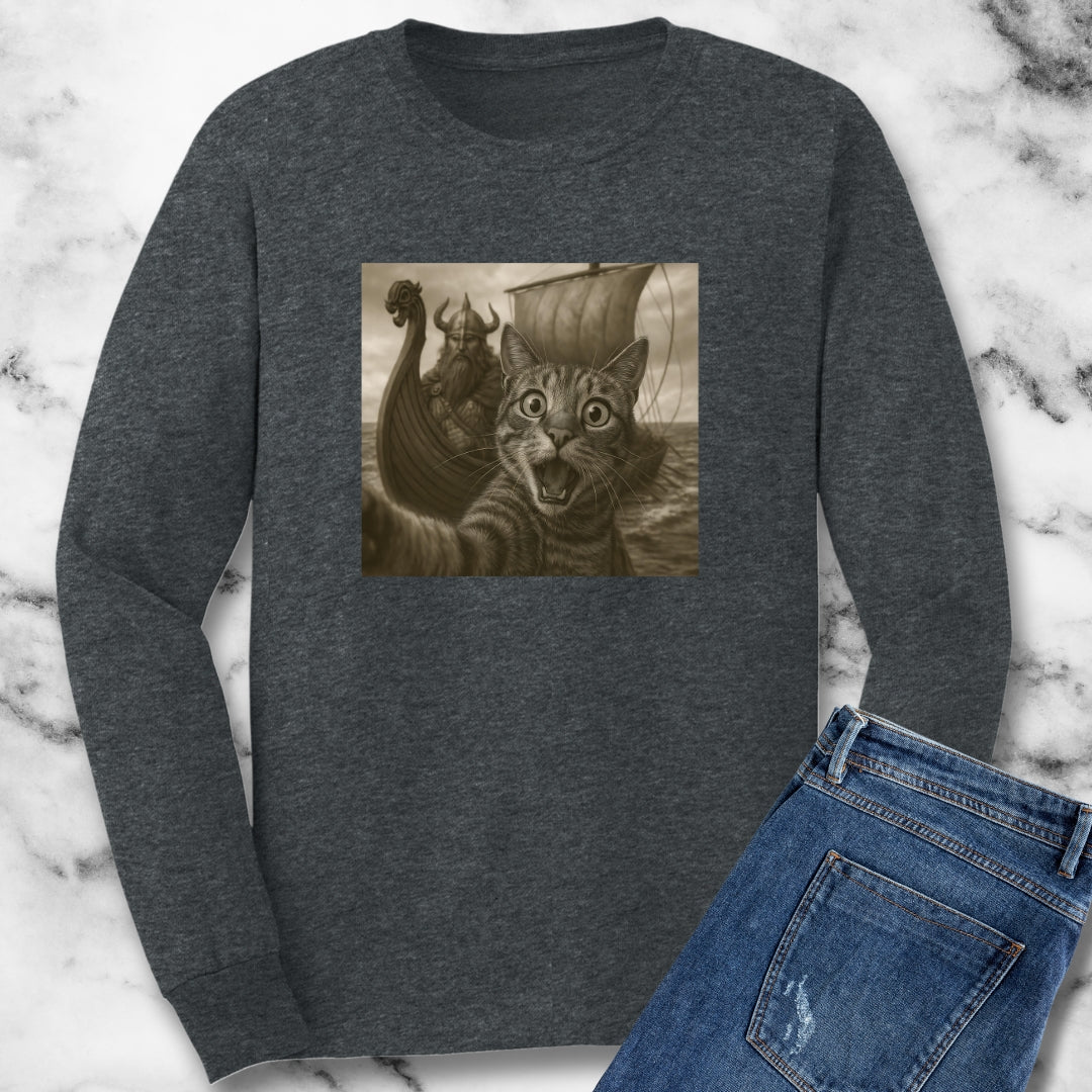 Cat Selfie with Viking Long Sleeve Tee