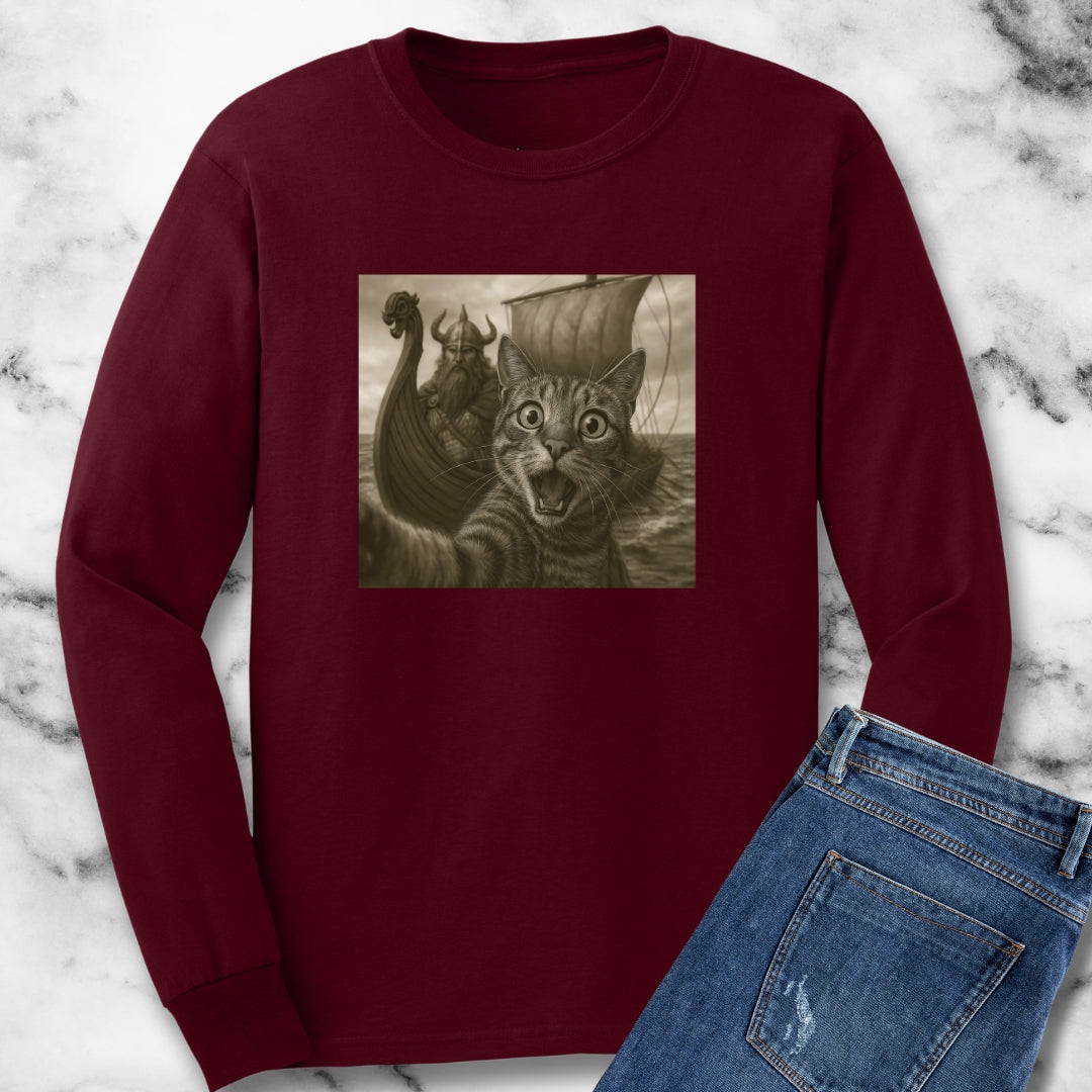Cat Selfie with Viking Long Sleeve Tee