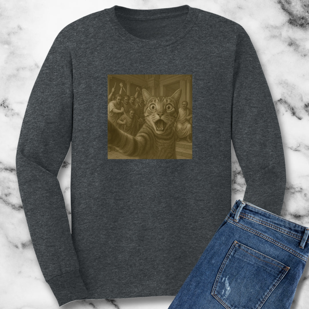 Cat Selfie Caesar Assassination Unisex Long Sleeve Tee