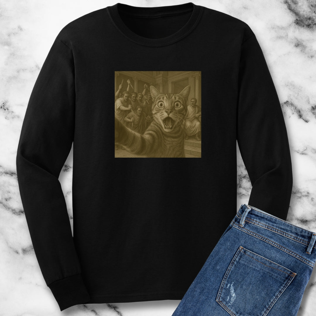Cat Selfie Caesar Assassination Unisex Long Sleeve Tee