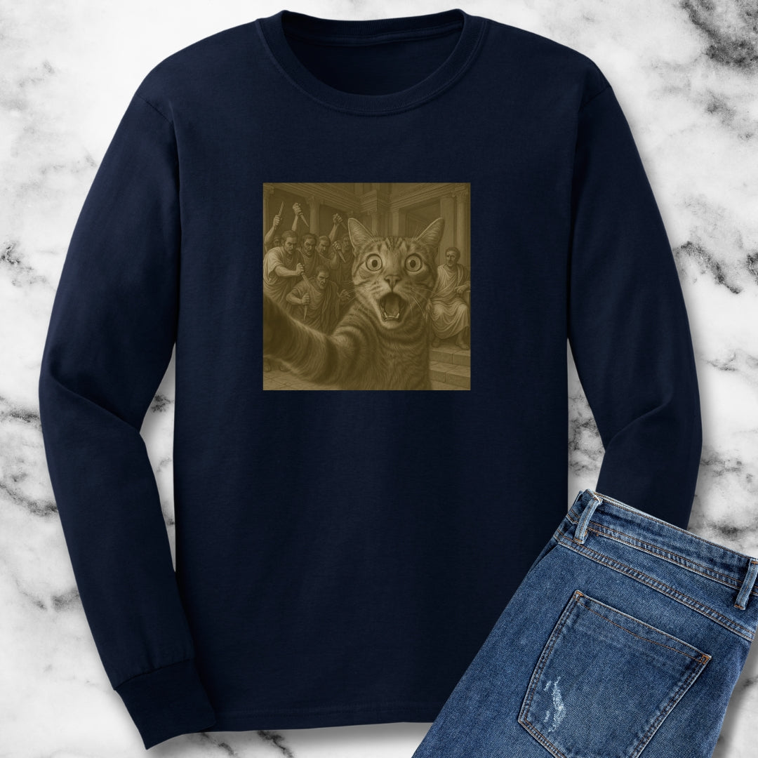 Cat Selfie Caesar Assassination Unisex Long Sleeve Tee