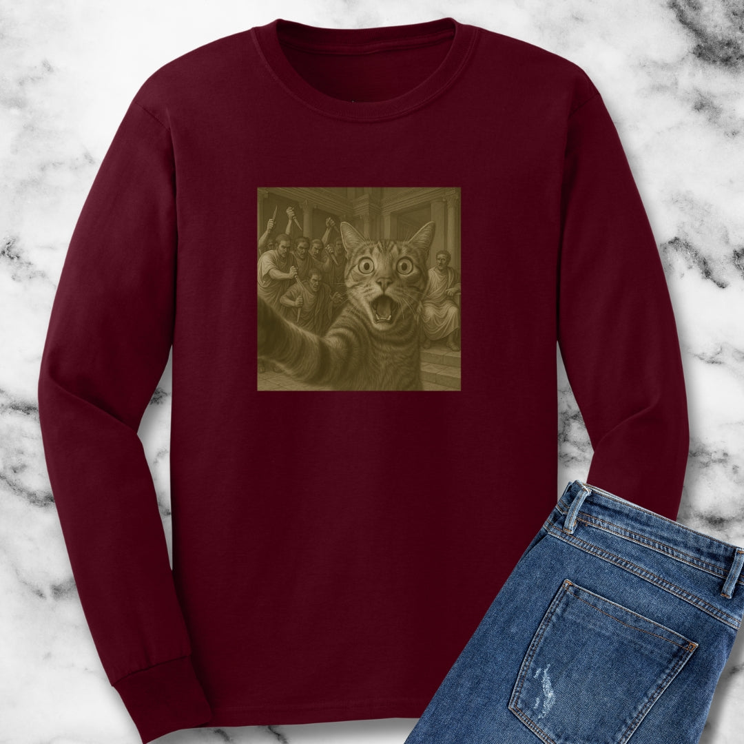 Cat Selfie Caesar Assassination Unisex Long Sleeve Tee