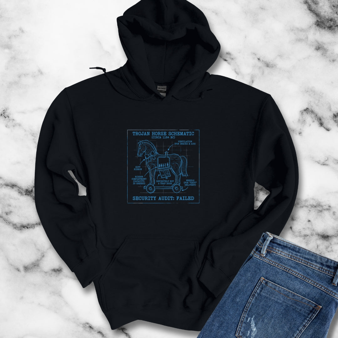 Trojan Horse Schematic Blueprint Unisex Heavy Blend™ Hooded Sweatshirt