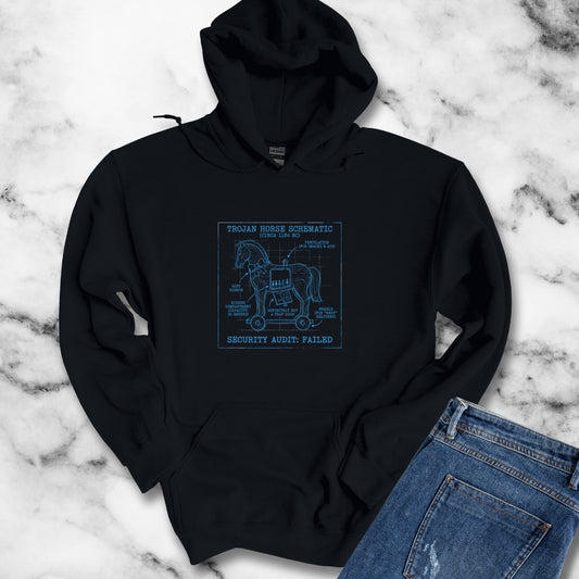 Trojan Horse Schematic Blueprint Unisex Heavy Blend™ Hooded Sweatshirt
