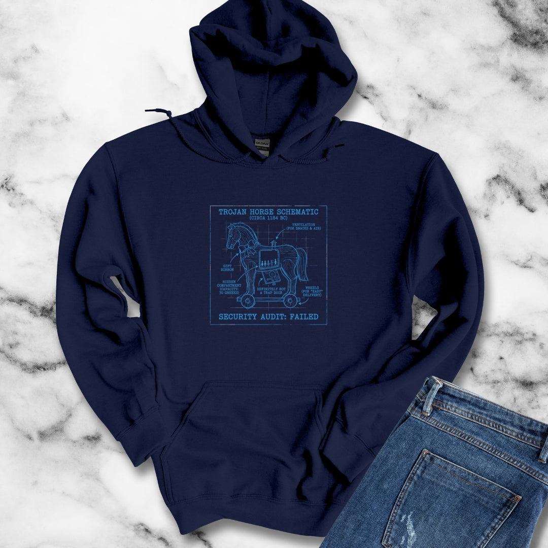 Trojan Horse Schematic Blueprint Unisex Heavy Blend™ Hooded Sweatshirt