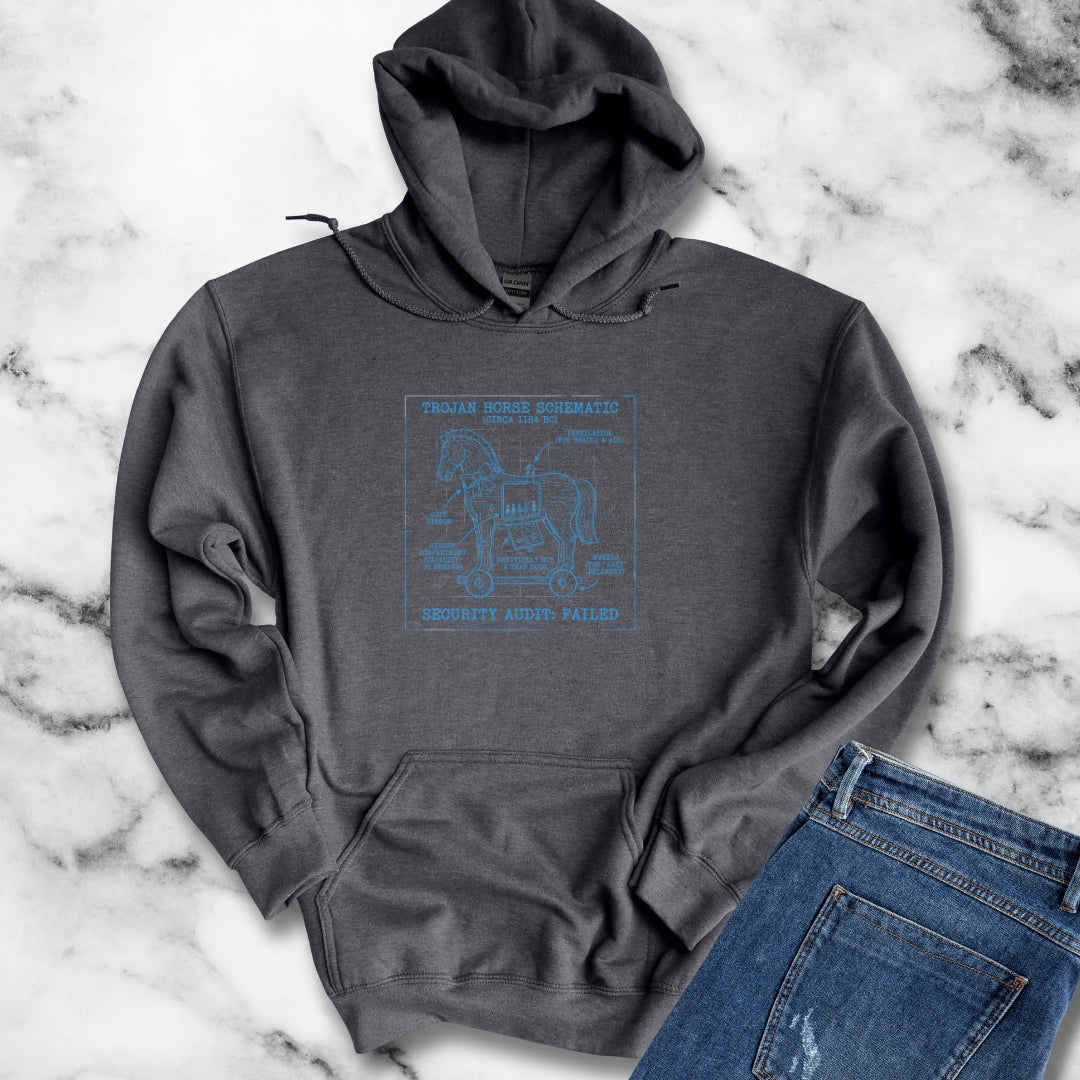 Trojan Horse Schematic Blueprint Unisex Heavy Blend™ Hooded Sweatshirt
