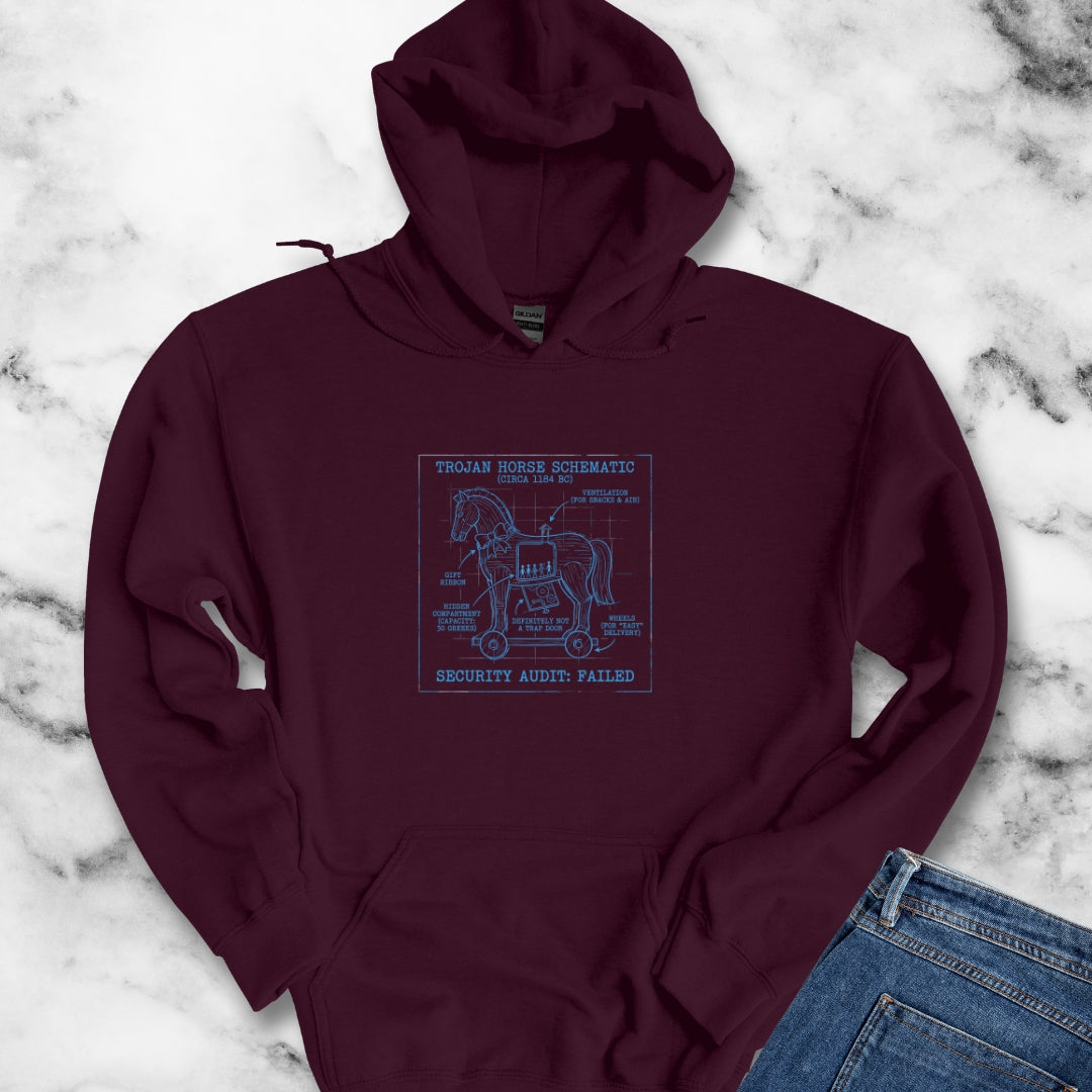 Trojan Horse Schematic Blueprint Unisex Heavy Blend™ Hooded Sweatshirt