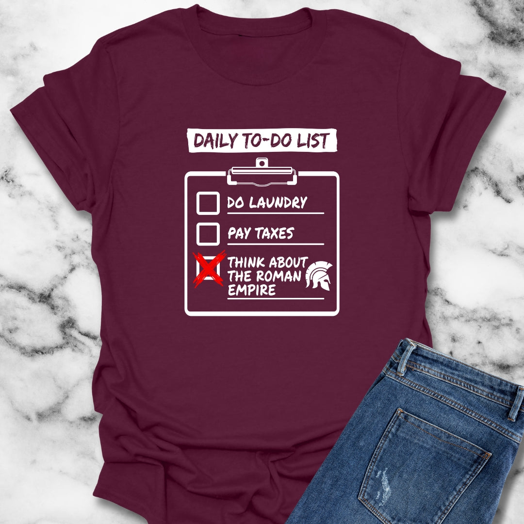 Think About Roman Empire To-Do List Unisex Lightweight T-Shirt