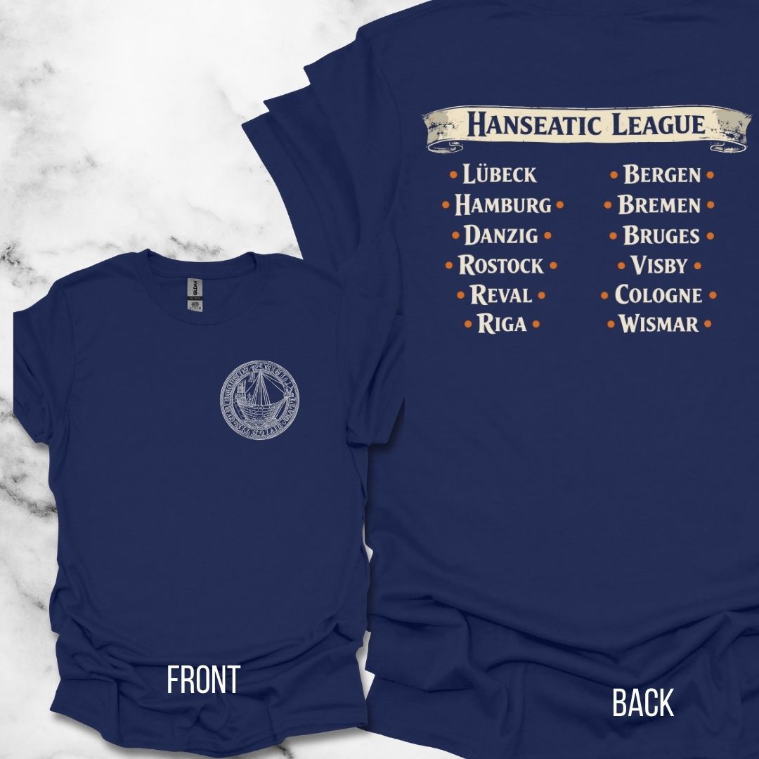 Hanseatic League Symbol and Cities Back Print Unisex Lightweight T-Shirt
