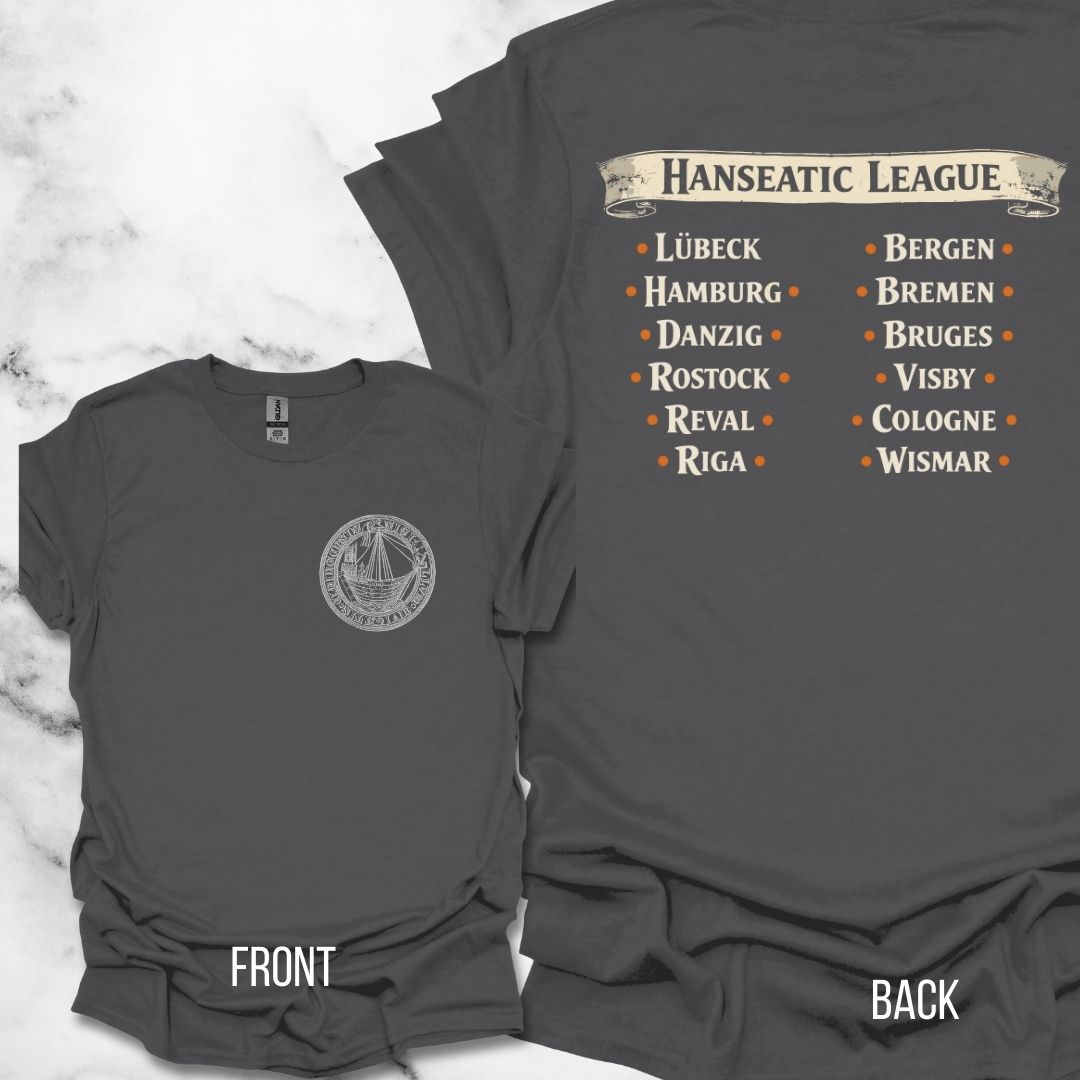Hanseatic League Symbol and Cities Back Print Unisex Lightweight T-Shirt