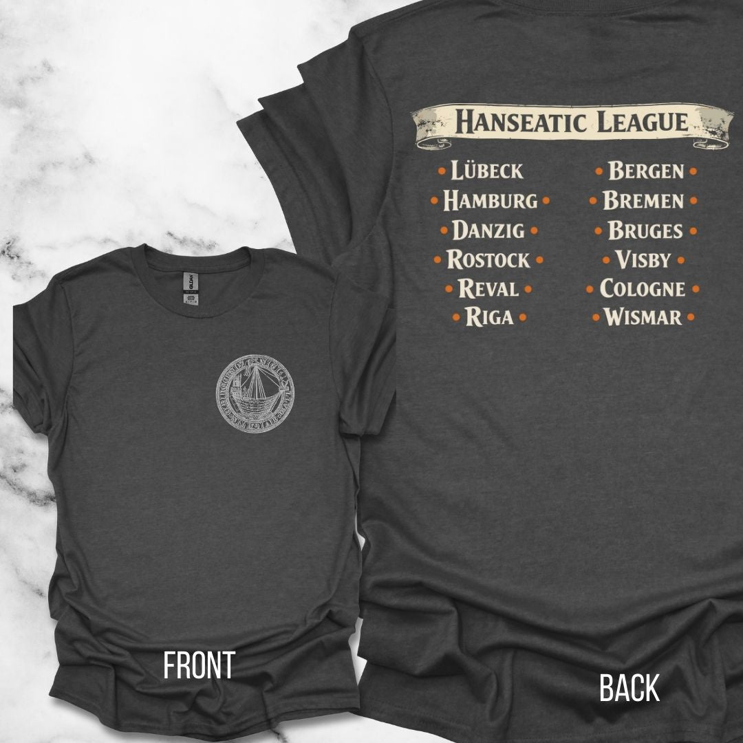 Hanseatic League Symbol and Cities Back Print Unisex Lightweight T-Shirt