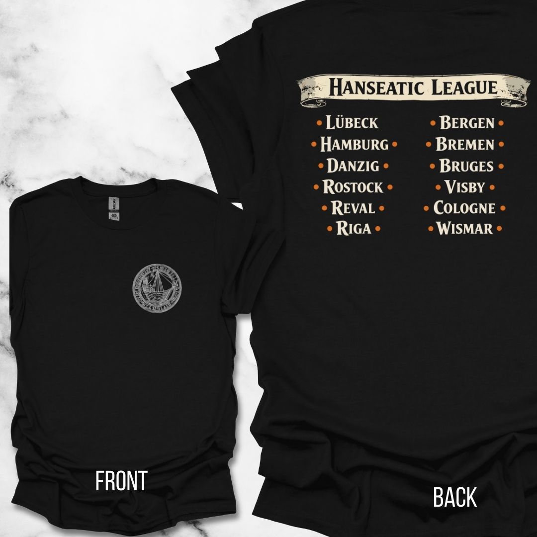 Hanseatic League Symbol and Cities Back Print Unisex Lightweight T-Shirt