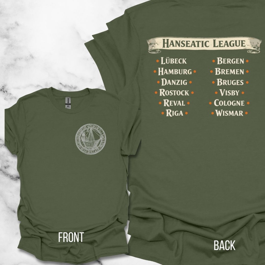 Hanseatic League Symbol and Cities Back Print Unisex Lightweight T-Shirt