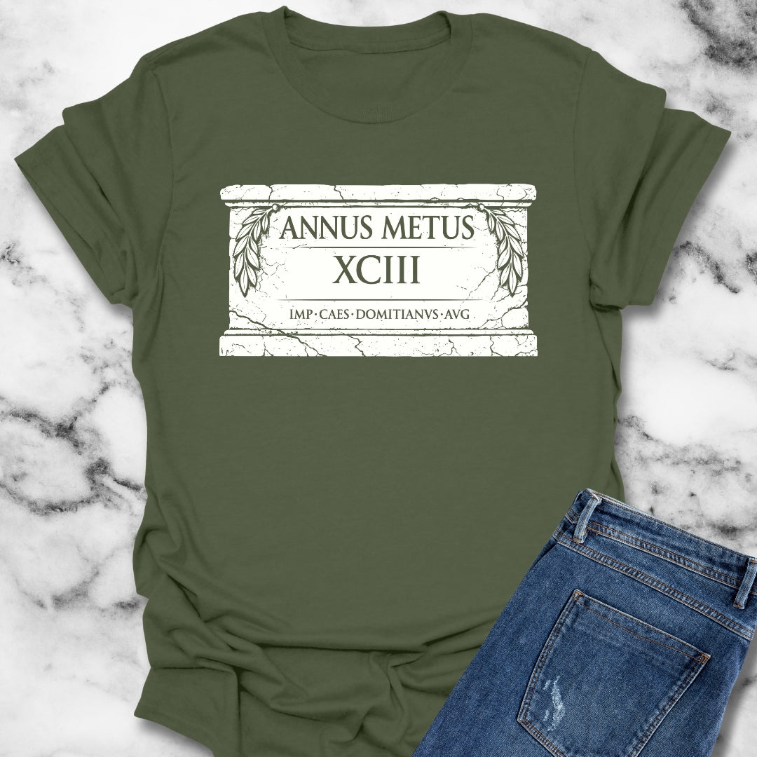Emperor Domitian Year of Fear in Latin T-Shirt