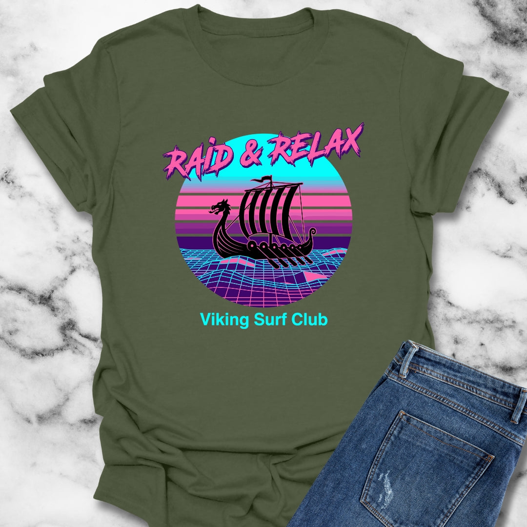 Viking Surf Club Raid & Relax Vaporwave T-Shirt
