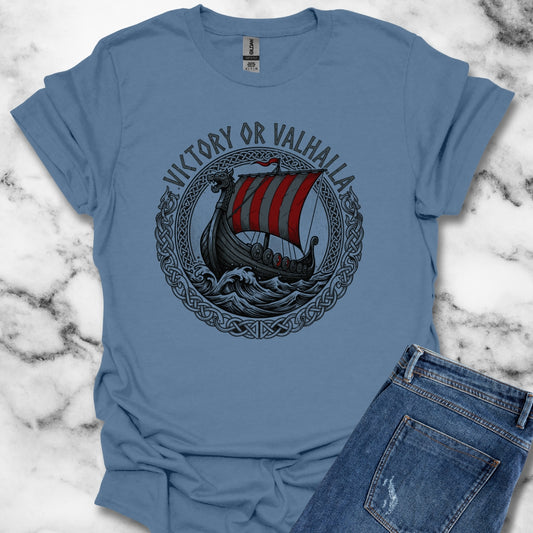 Victory or Valhalla Viking Longship Lightweight T-Shirt