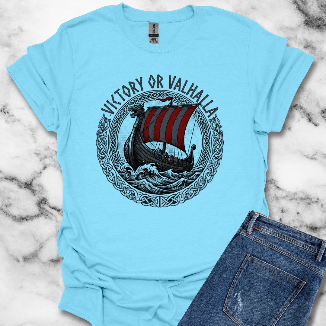 Victory or Valhalla Viking Longship Lightweight T-Shirt