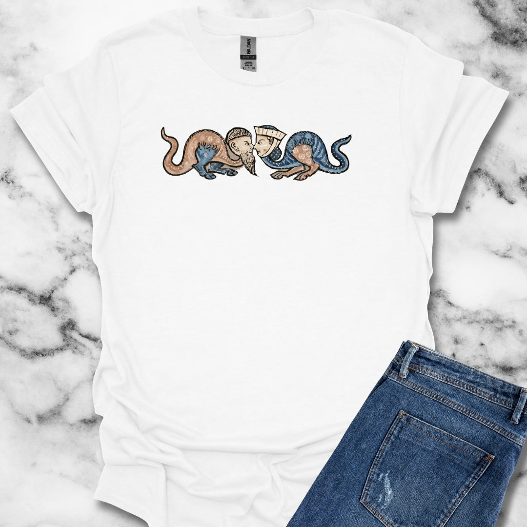 Monk vs Noble Woman Strange Creatures Medieval Marginalia T-Shirt