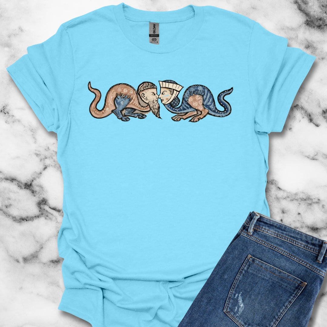 Monk vs Noble Woman Strange Creatures Medieval Marginalia T-Shirt