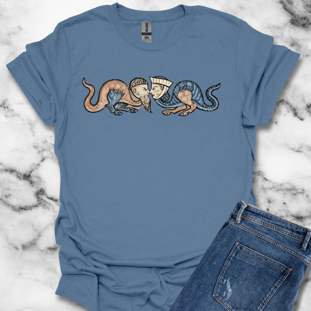 Monk vs Noble Woman Strange Creatures Medieval Marginalia T-Shirt