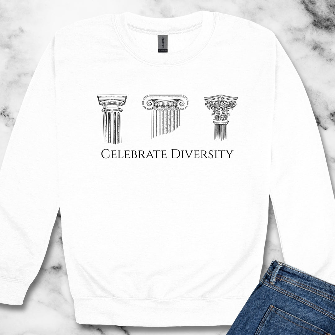 Celebrate Diversity Greek Columns Unisex Heavy Crewneck Sweatshirt