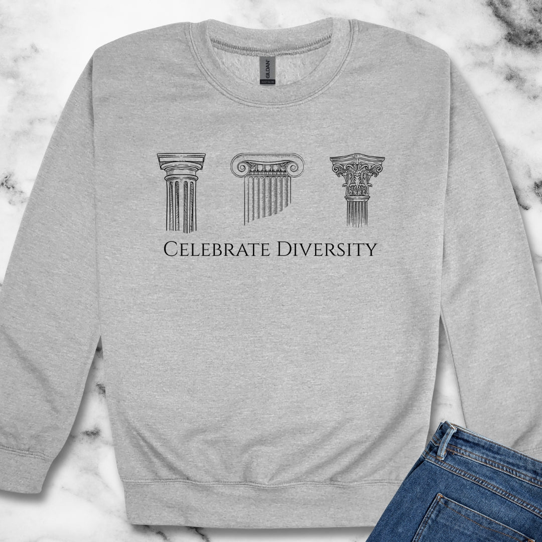 Celebrate Diversity Greek Columns Unisex Heavy Crewneck Sweatshirt