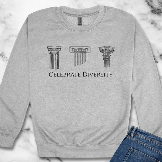 Celebrate Diversity Greek Columns Unisex Heavy Crewneck Sweatshirt