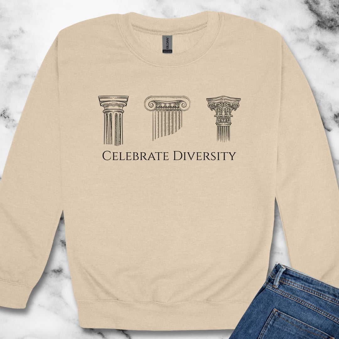 Celebrate Diversity Greek Columns Unisex Heavy Crewneck Sweatshirt