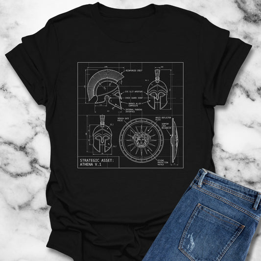 Athena Helmet Aegis Shield Schematic T-Shirt