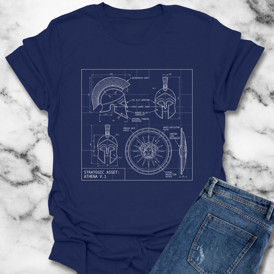 Athena Helmet Aegis Shield Schematic T-Shirt