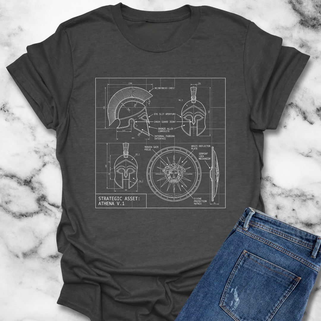 Athena Helmet Aegis Shield Schematic T-Shirt