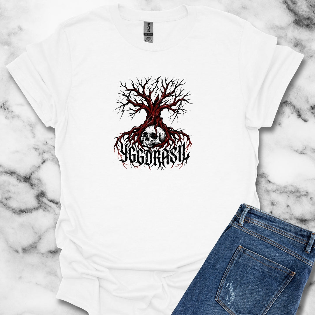 Yggdrasil Tree with Skull Unisex Lightweight T-Shirt