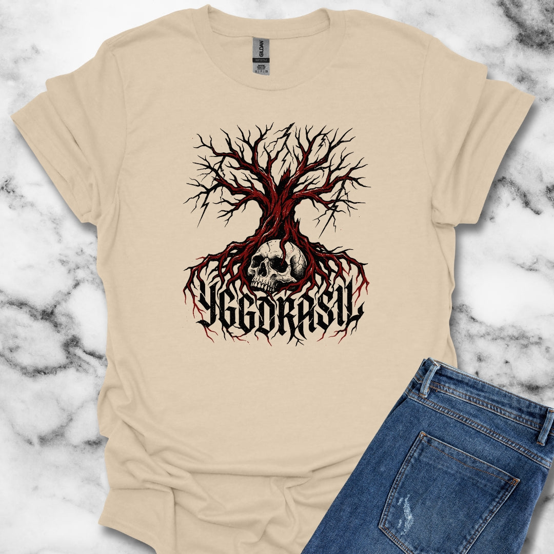 Yggdrasil Tree with Skull Unisex Lightweight T-Shirt