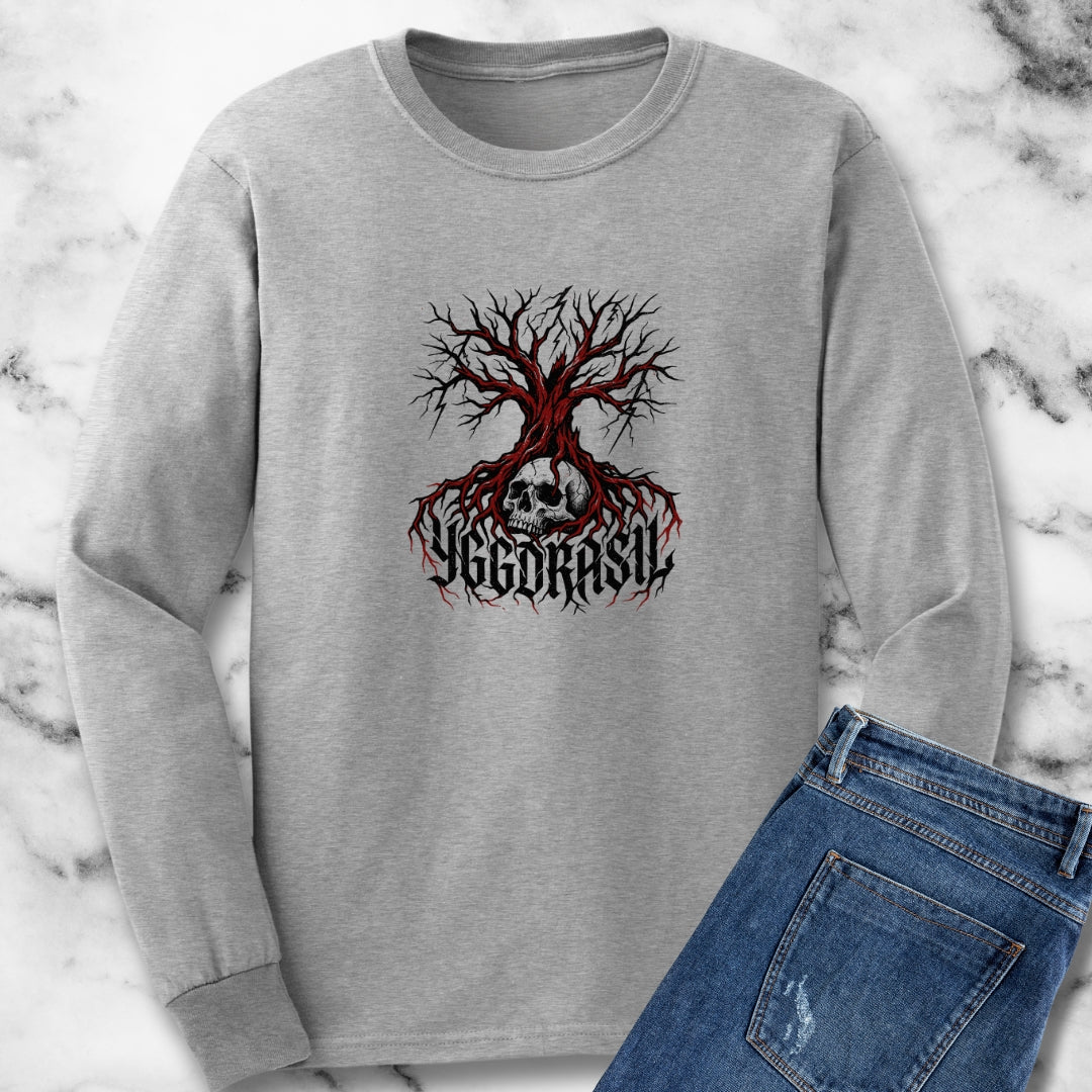 Yggdrasil Tree with Skull Long Sleeve Tee
