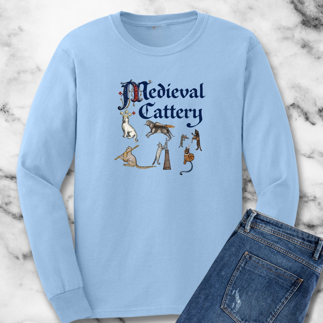 Medieval Cattery Cat Marginalia Long Sleeve Tee