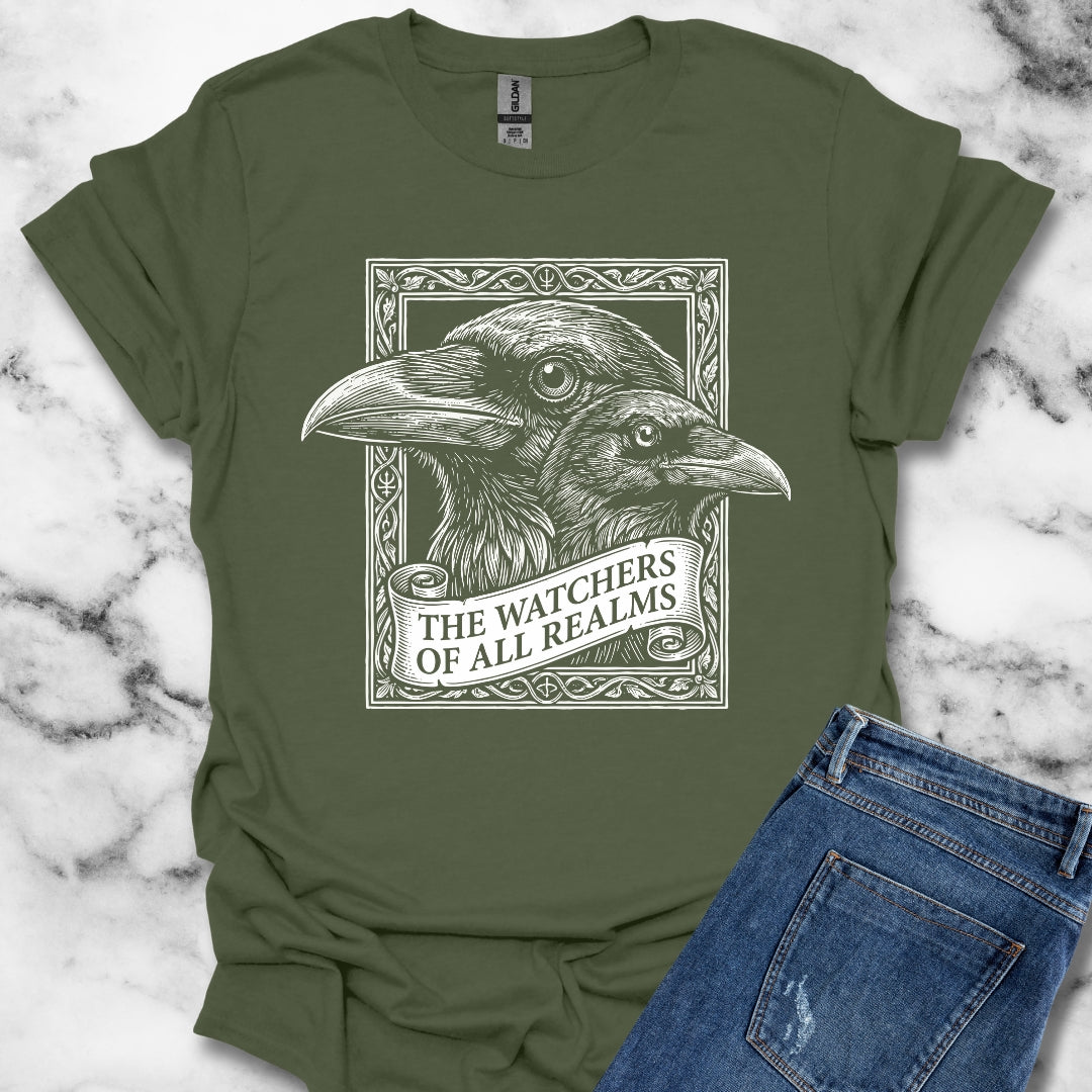 Huginn and Muninn Odin Ravens the Watchers T-Shirt