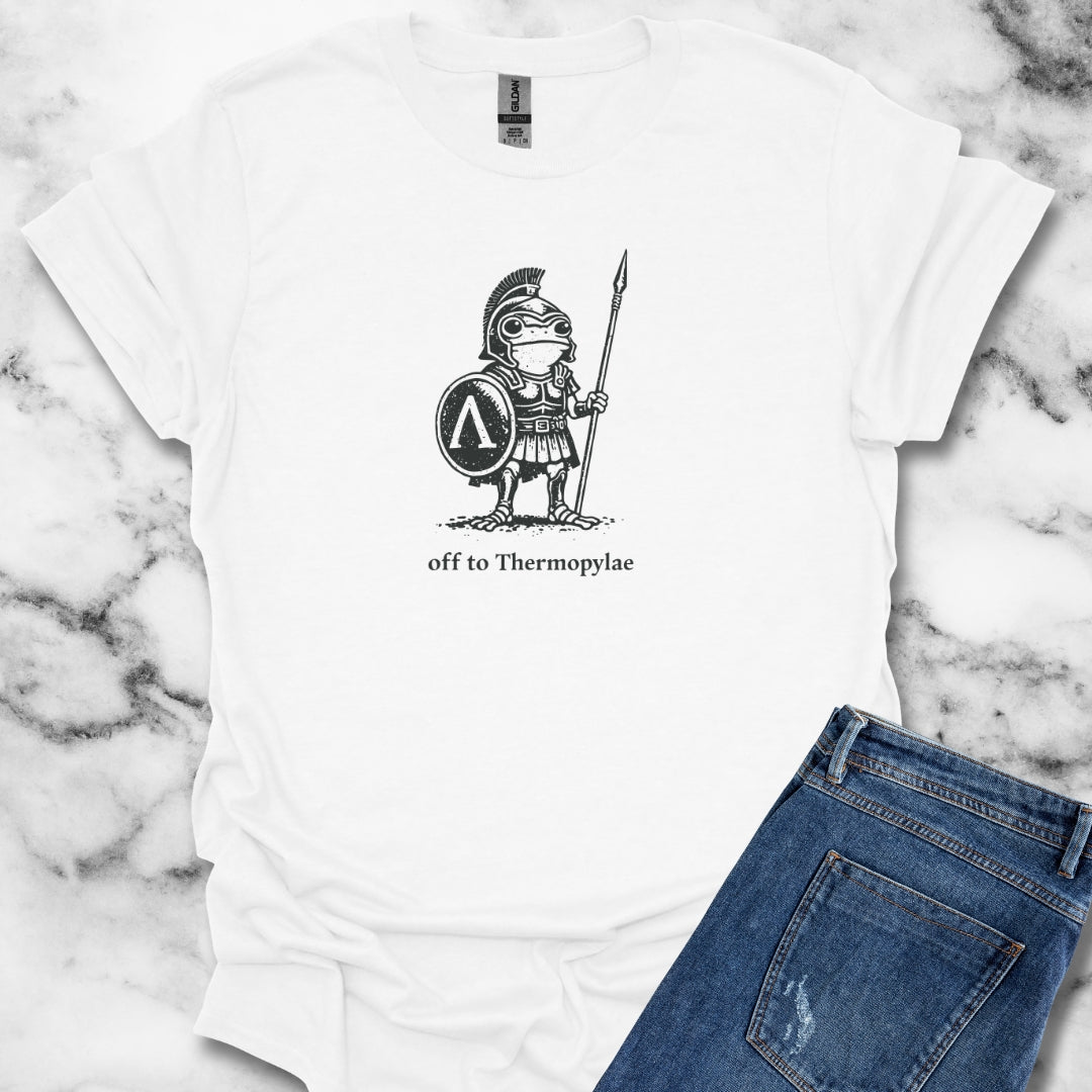 Hoplite Spartan Frog Off to Thermopylae T-Shirt