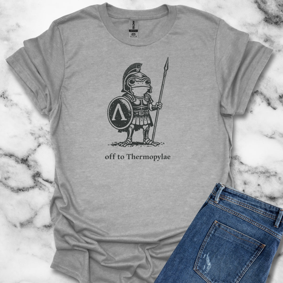 Hoplite Spartan Frog Off to Thermopylae T-Shirt