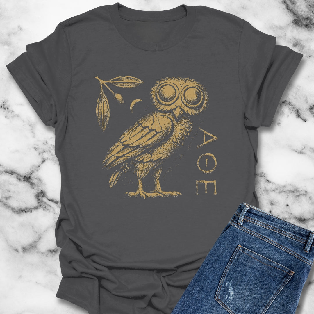 Athens Owl Distressed Graphic Unisex Lightweight T-Shirt