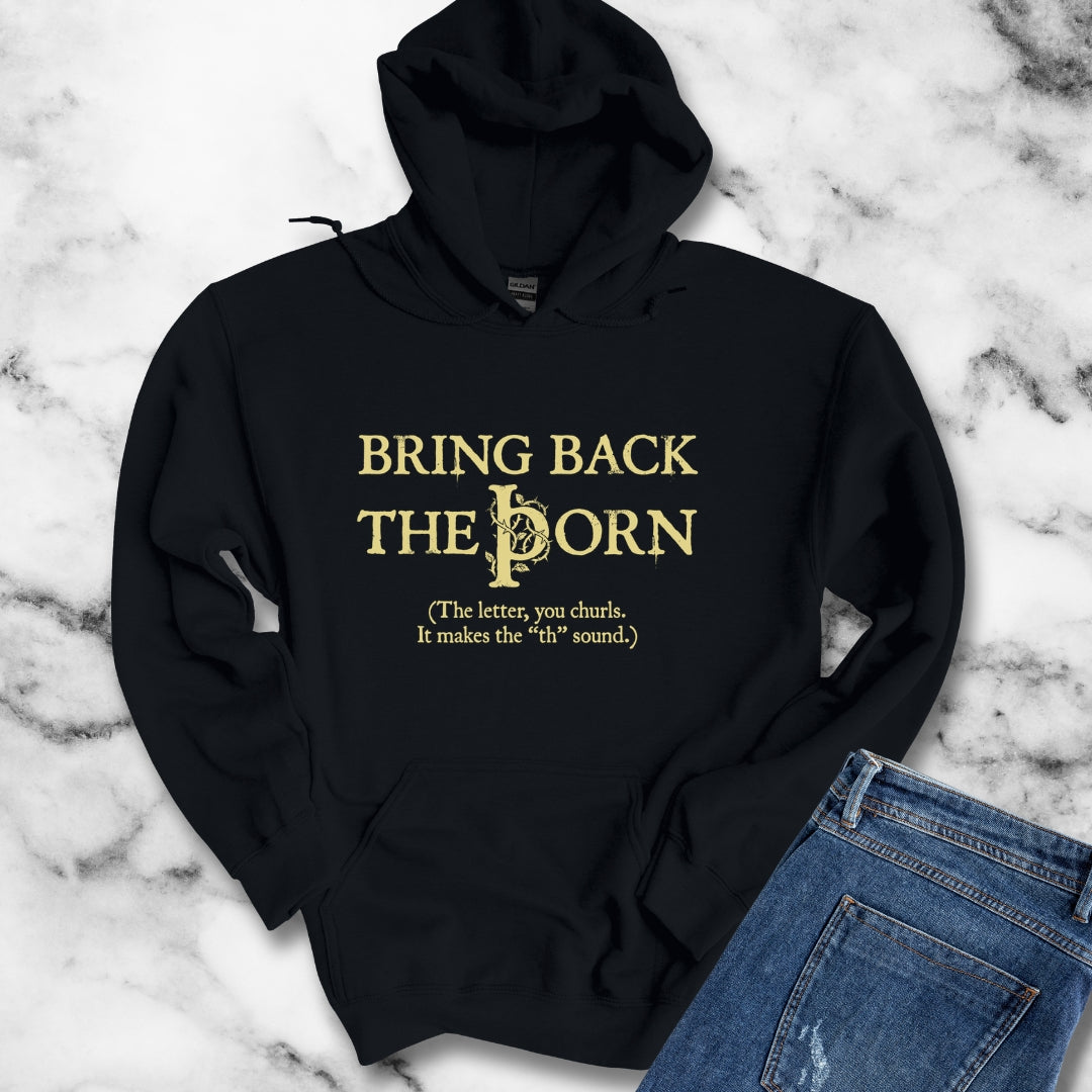 Old English Bring Back Letter Thorn Hoodie Sweatshirt