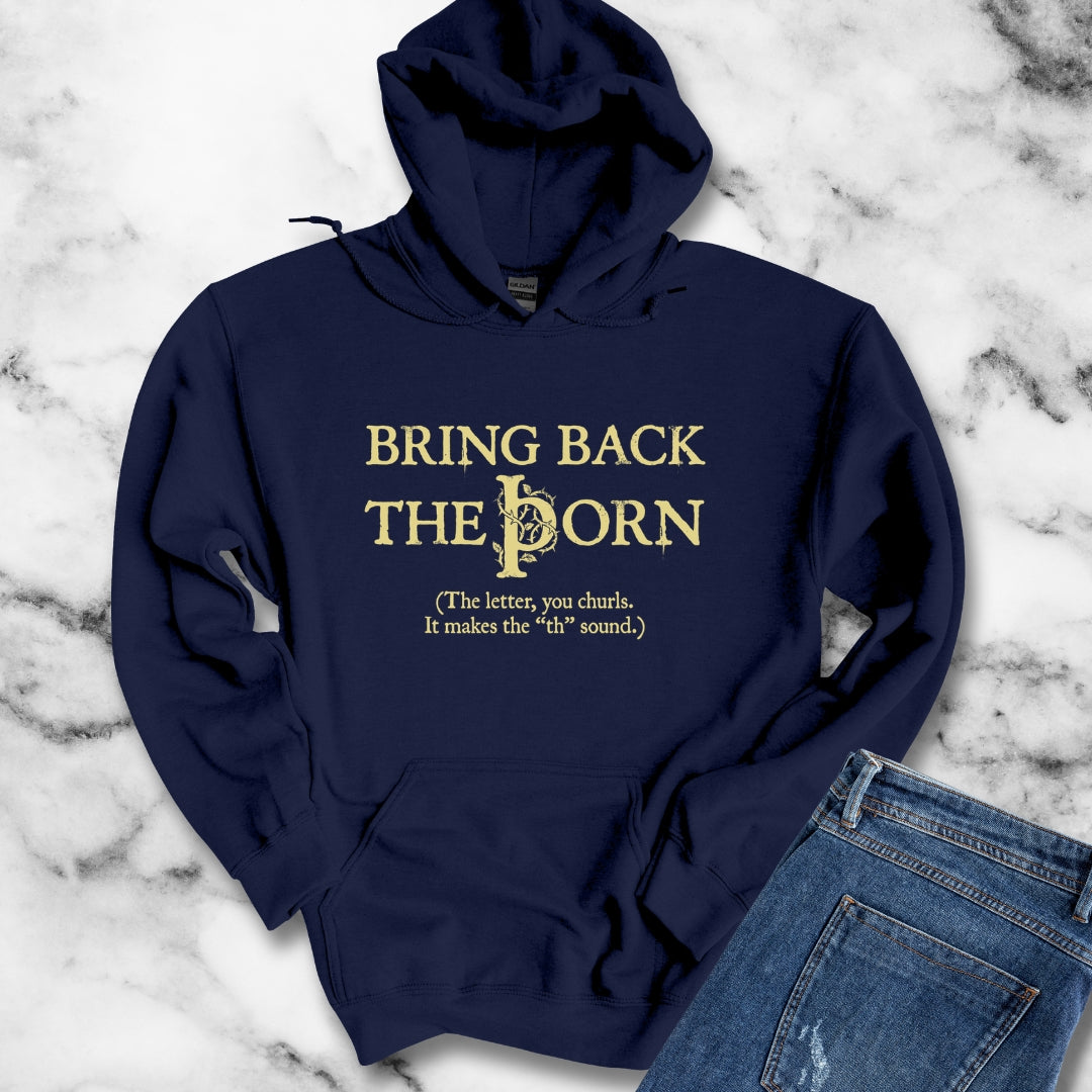 Old English Bring Back Letter Thorn Hoodie Sweatshirt