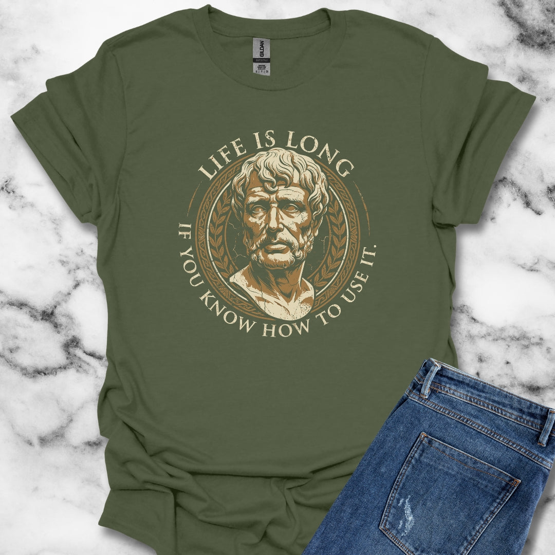 Seneca Life Is Long Quote T-Shirt