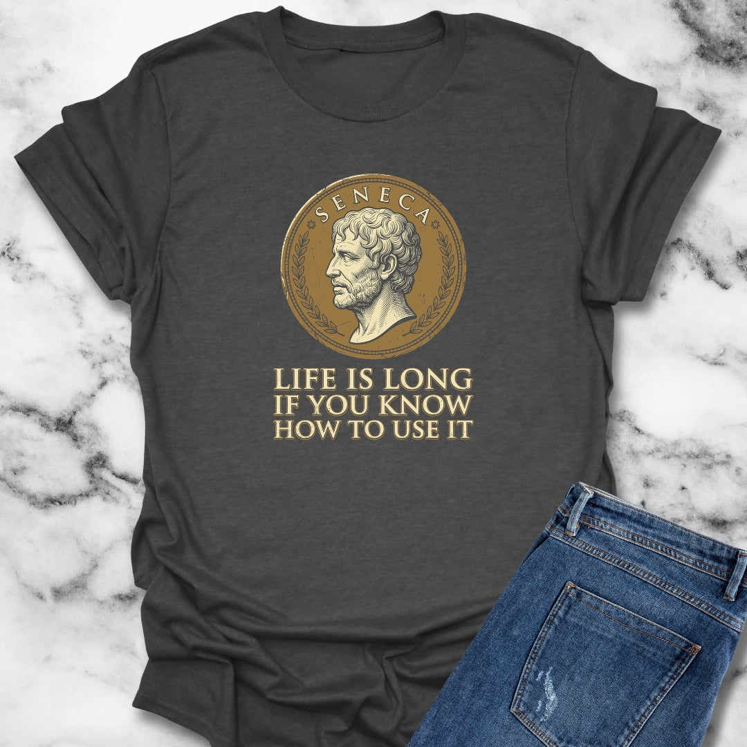Seneca Life Is Long Quote Coin T-Shirt