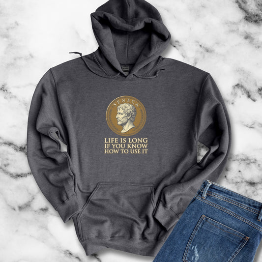 Seneca Life Is Long Quote Coin Hoodie Sweatshirt