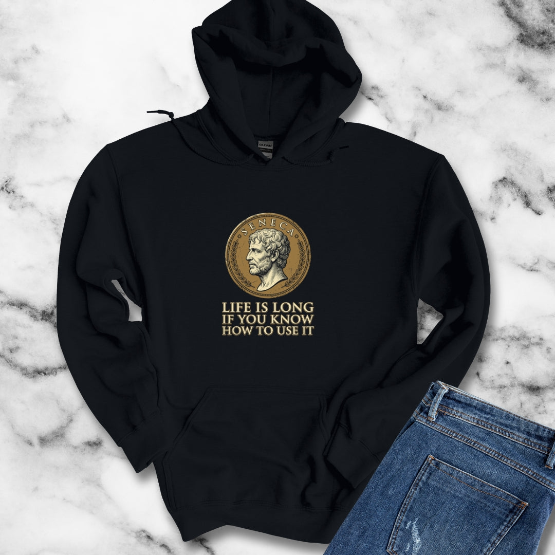 Seneca Life Is Long Quote Coin Hoodie Sweatshirt
