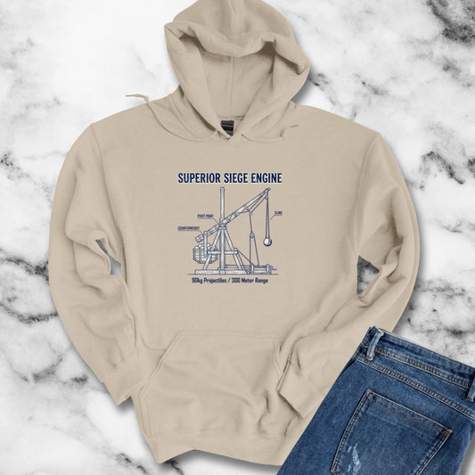 Trebuchet Schematic Siege Engine Hoodie Sweatshirt