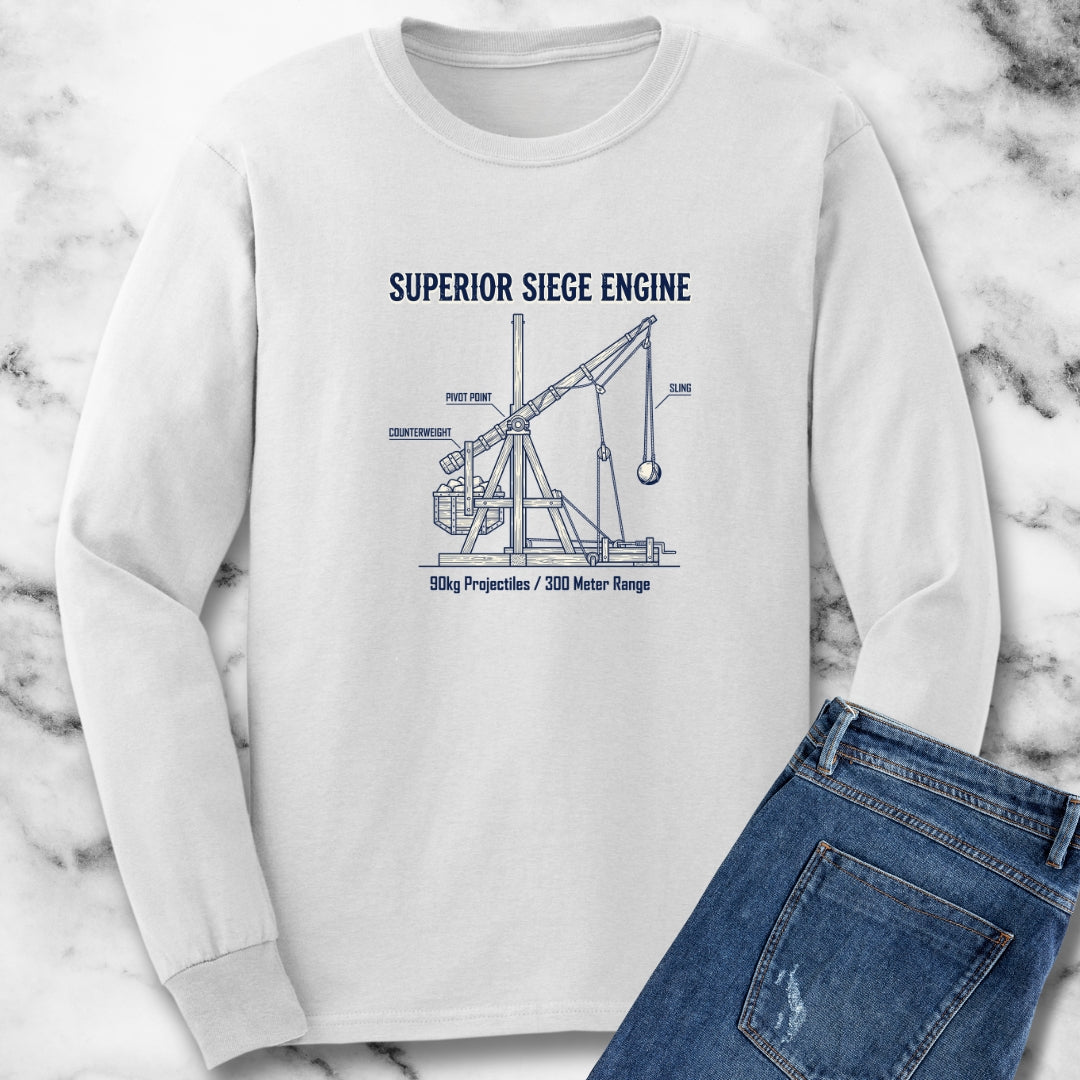 Trebuchet Schematic Siege Engine Long Sleeve Tee