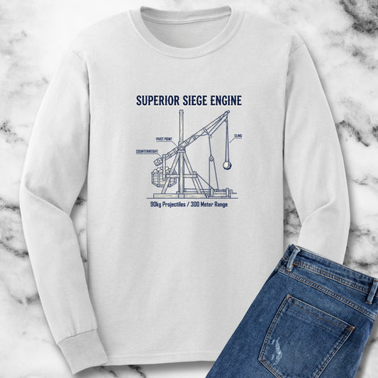 Trebuchet Schematic Siege Engine Long Sleeve Tee